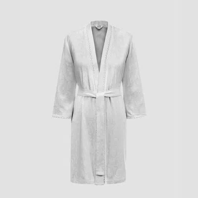 Togas Doris Cotton Blend Terry Cloth Girl / Woman+ Above Knee Bathrobe With Pockets In Gray,silver
