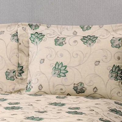 Togas Eloise 300 Thread Count Floral Cotton Blend Sateen Pillowcase In Gray