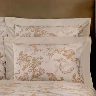 Togas Jacqueline 300 Thread Count Floral 100% Cotton Pillowcase In Brown;beige
