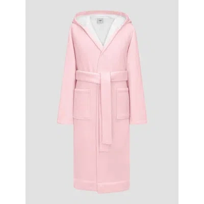 Togas Luchia Terry Cloth Girl / Woman+ Above Knee Bathrobe With Pockets And Hood In Pink