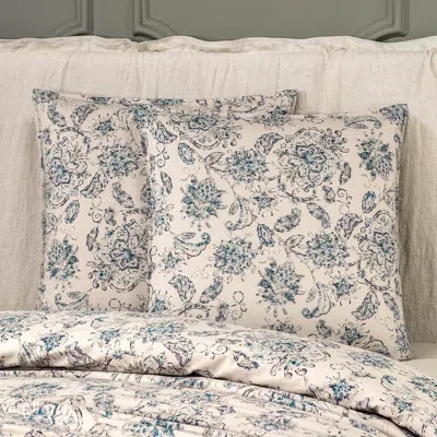 Togas Madeleine 300 Thread Count Floral Egyptian Certified Cotton Pillowcase In Gray