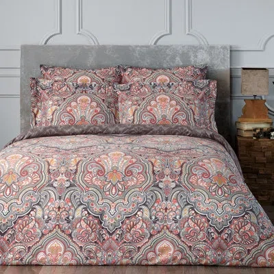 Togas Marrakech 300 Thread Count Damask 100% Cotton Flat Sheet In Light Red;light Red