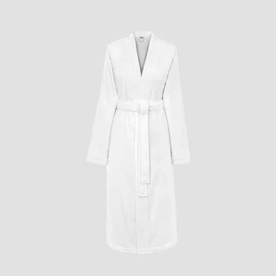 Togas Miel Cotton Terry Cloth Gender Neutral Above Knee Bathrobe With Pockets In White