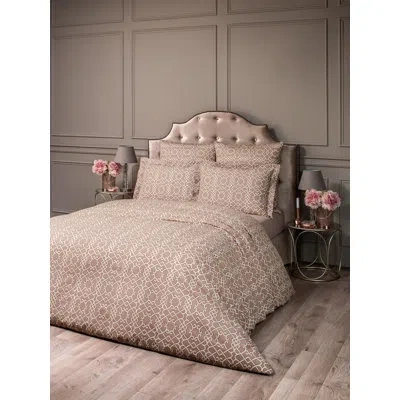 Togas Monogram 220 Thread Count 100% Cotton Flat Sheet In Dark Beige;dark Beige