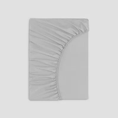 Togas Plaza 220 Thread Count 100% Cotton Sateen Fitted Sheet In Pale Gray