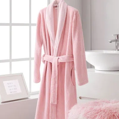 Togas Rene Viscose Blend Terry Cloth Gender Neutral Ankle Bathrobe In Pink