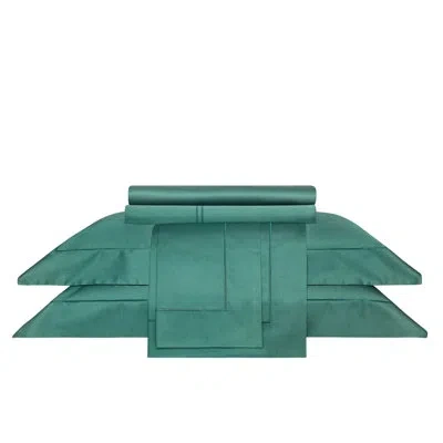Togas Rhapsody 300 Thread Count Egyptian Certified Cotton Sateen Fitted Sheet In Emerald