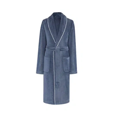 Togas Robert 100% Cotton Terry Cloth Bathrobe In Blue