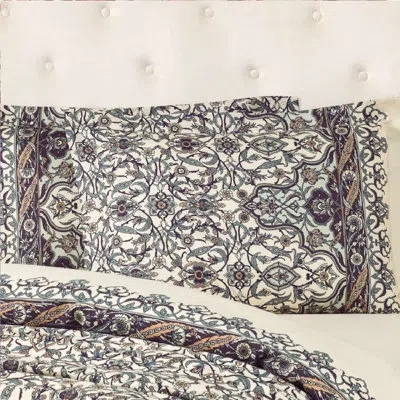 Togas Samira 220 Thread Count Floral Egyptian Certified Sateen Pillowcase In Green