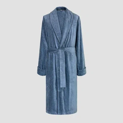 Togas Simon 100% Cotton Terry Cloth Boy / Man+ Ankle Bathrobe In Blue