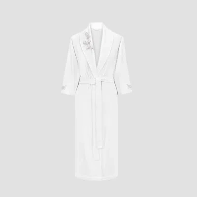 Togas Solange Cotton Blend Terry Cloth Girl / Woman+ Above Knee Bathrobe With Pockets In White
