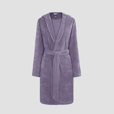 Togas Talia Cotton Blend Terry Cloth Girl / Woman+  Above Knee Bathrobe With Pockets And Hood In Purple