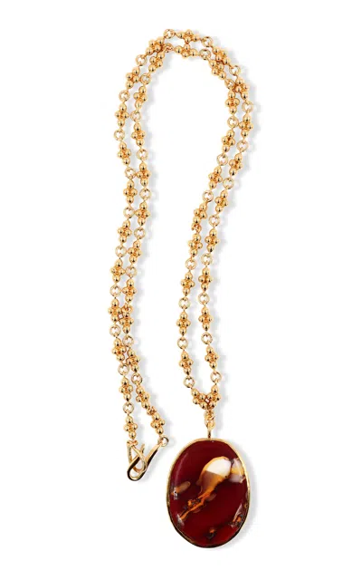 Tohum Cycles Red Jasper Pendant Necklace In Gold