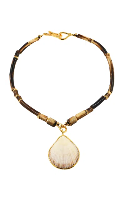 Tohum Samsara Horn Beads And Shell Necklace In Brown