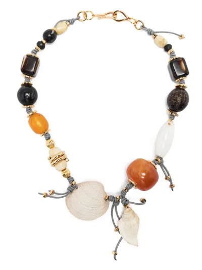 Tohum Samsara Iv 24kt Gold-plated Necklace In Brown