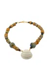 Tohum Samsara Vintage Beads And Shell Necklace In Brown