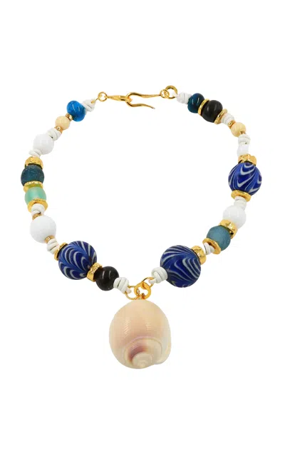 Tohum Samsara Vintage Beads And Shell Necklace In Blue