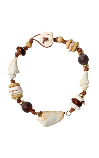 Tohum Samsara Vintage Beads And Shell Necklace In Brown