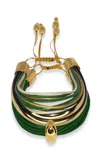 Tohum Terra Mali 24k Gold-plated Leather Cord Bracelet Set In Multi