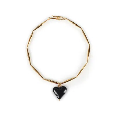Tohum Women's Black / Gold Cuore Necklace – Bitter In Black/gold