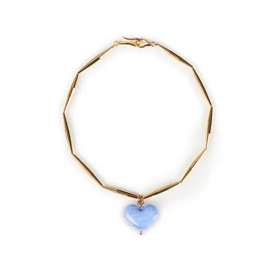 Tohum Women's Blue / Gold Cuore Necklace – Cornflower In Blue/gold