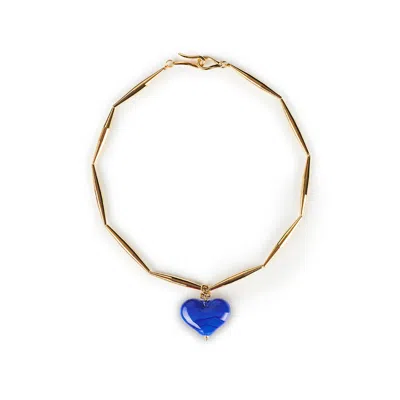 Tohum Women's Blue / Gold Cuore Necklace – Sky Blue In Blue/gold