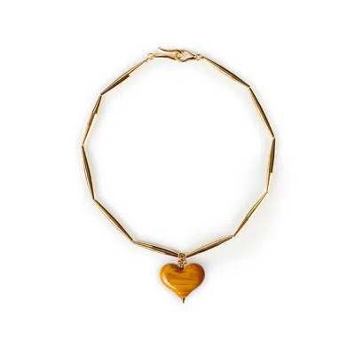 Tohum Women's Gold / Orange Cuore Necklace – Mustard In Gold/orange