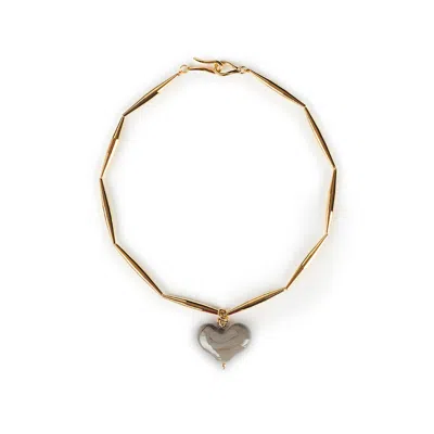 Tohum Women's Grey / Gold Cuore Necklace – Grey In Grey/gold