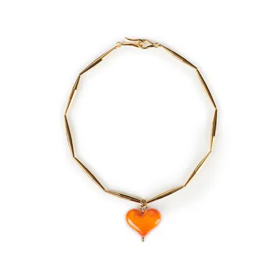 Tohum Women's Orange Cuore Necklace – Mandarin
