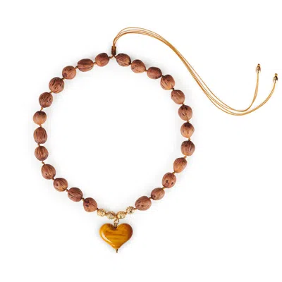 Tohum Women's Orange Cuore Resort Necklace – Mustard