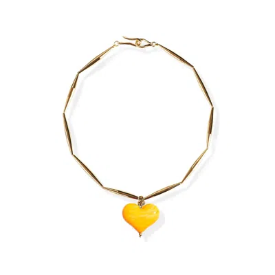 Tohum Women's Yellow / Gold Cuore Necklace – Sunshine In Yellow/gold