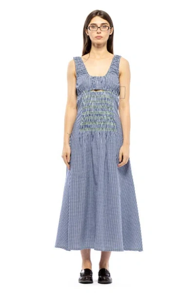 Toit Volant Bella Smocked Dress In Blue