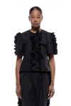 Toit Volant Charlie Bow Ruffle Top In Black