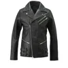 Tokkou Women's  Unisex Cowhide Leather Jacket In Black In Black