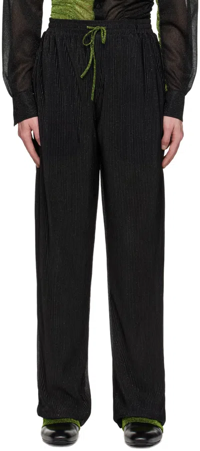 Tokyo James Black Metallic Sweatpants In Black & Green