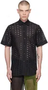 Tokyo James Black Perforated Shirt In Black