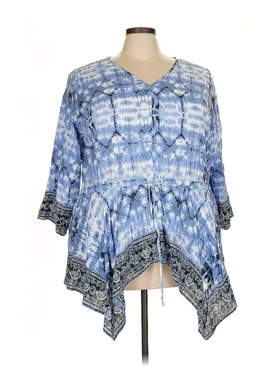 Pre-owned Tolani 3/4 Sleeve Blouse In Blue
