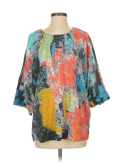 Pre-owned Tolani 3/4 Sleeve Blouse In Blue