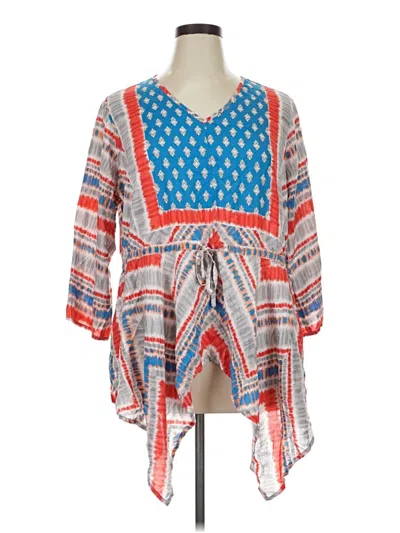 Pre-owned Tolani 3/4 Sleeve Blouse In Blue