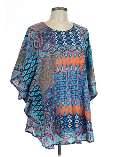Pre-owned Tolani 3/4 Sleeve Blouse In Blue