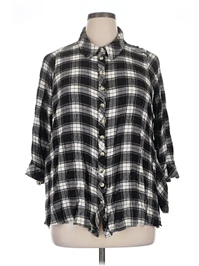 Pre-owned Tolani 3/4 Sleeve Button Down Shirt In Black