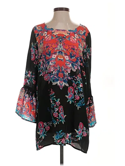 Pre-owned Tolani 3/4 Sleeve Silk Top Black Boatneck Tops