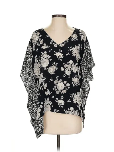 Pre-owned Tolani 3/4 Sleeve Silk Top Black V Neck Tops