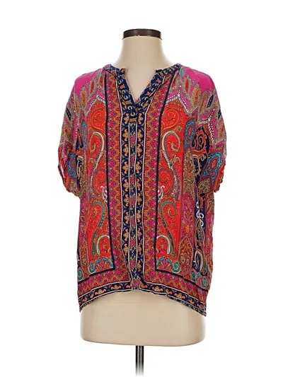 Pre-owned Tolani 3/4 Sleeve Silk Top Pink V Neck Tops