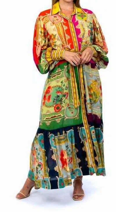Tolani Abani Fusion Midi Dress In Green Multi