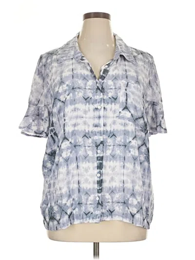 Pre-owned Tolani Collection Short Sleeve Blouse In Blue