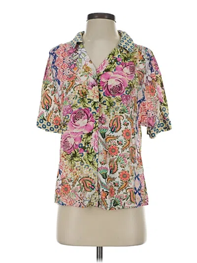 Pre-owned Tolani Collection Short Sleeve Blouse In Pink