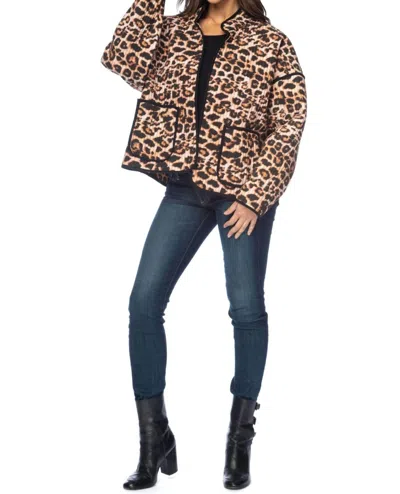 Tolani Evie Quilted Evie Jacket In Animal Print In Brown