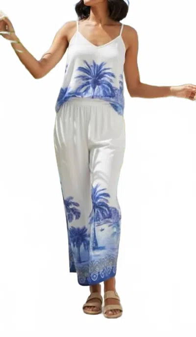 Tolani Feodora Wide Leg Pants In White/ Blue In Multi