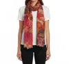 Tolani Floral Scarf In Tan/pink In Red